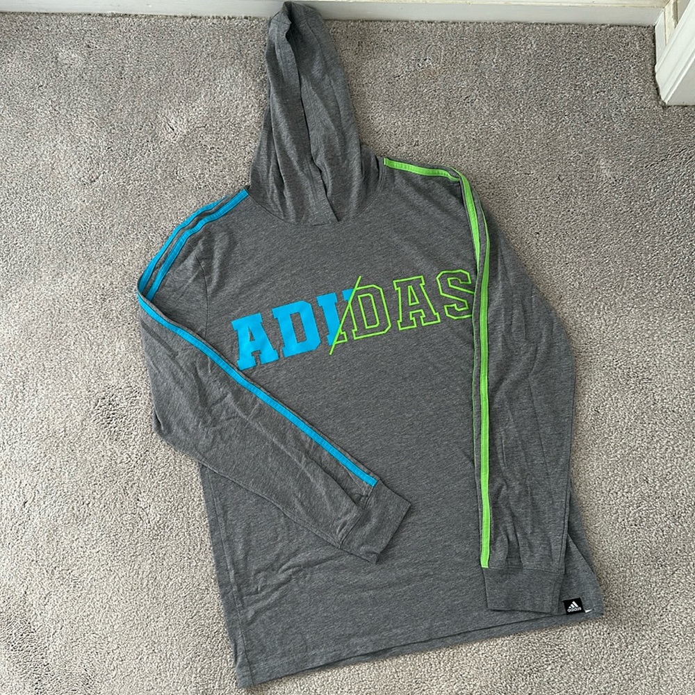 Adidas Boys Long Sleeve Hooded T-Shirt SZ XL